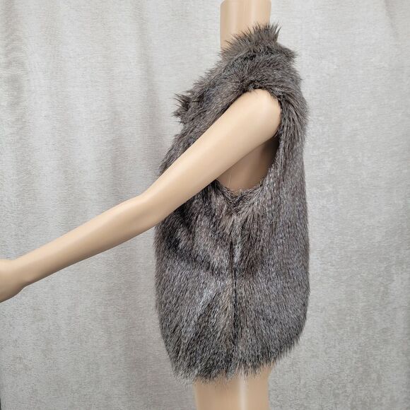Ci Sono Faux Fur Vest in Gray Brown Multi Festival Boho Mobwife - Picture 5 of 10
